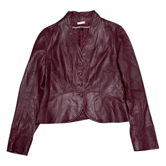 WILSONS LEATHER Designer GENUINE LEATHER Cropped Casual Jacket Womens Medium - Picture 1 of 7